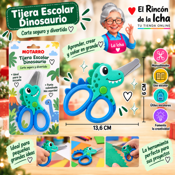Tijera Escolar con Forma de Dinosaurio 13,6 x 6 cm Motarro