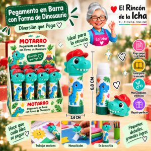 RI-0005563 Pegamento en Barra con Forma de Dinosaurio 6,8 x 2,6 cm Motarro