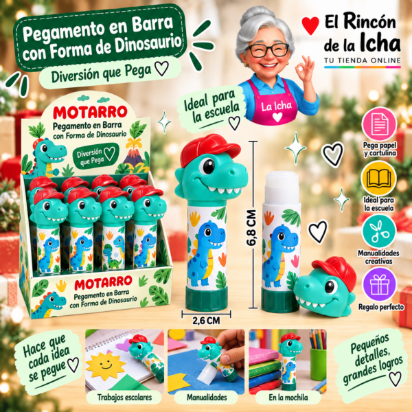 Pegamento en Barra con Forma de Dinosaurio 6,8 x 2,6 cm Motarro