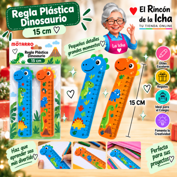Regla Plástica Dinosaurio 15 cm Motarro