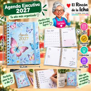 RI-0005570 Agenda Ejecutiva 2027 A6 Anillada 168 Páginas 12,2 x 15,8 cm Diseño Mariposas Motarro