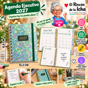 RI-0005575 Agenda Ejecutiva 2027 A6 Anillada 168 Páginas 12,2 x 15,8 cm Diseño Color Liso Dorado Motarro