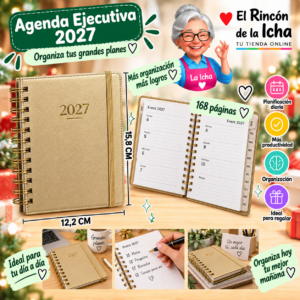 RI-0005576 Agenda Ejecutiva 2027 A6 Anillada 168 Páginas 12,2 x 15,8 cm Diseño Patrón Holográfico Motarro