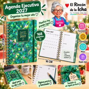 RI-0005577 Agenda Ejecutiva 2027 A5 Anillada 168 Páginas 16 x 21 cm Diseño Patrón Holográfico Motarro
