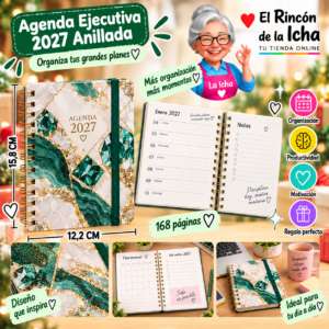 RI-0005579 Agenda Ejecutiva 2027 A6 Anillada 168 Páginas 12,2 x 15,8 cm Diseño Joyas Motarro