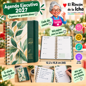 RI-0005581 Agenda Ejecutiva 2027 A6 Anillada 168 Páginas 12,2 x 15,8 cm Diseño Hojas Geométricas Motarro
