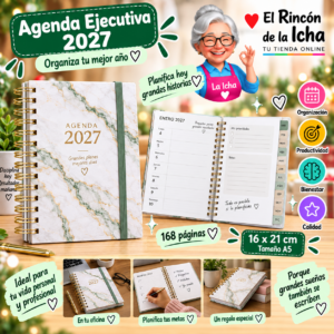 RI-0005583 Agenda Ejecutiva 2027 A5 Anillada 168 Páginas 16 x 21 cm Diseño Mármol Motarro