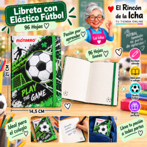 RI-0005589 Libreta con Elástico Fútbol A5 96 Hojas 14,5 x 21 cm Motarro