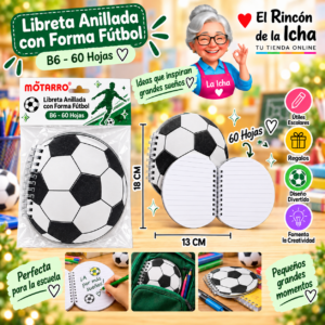 Libreta Anillada con Forma Fútbol B6 60 Hojas 13 x 18 cm Motarro