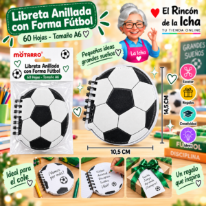 Libreta Anillada con Forma Fútbol A6 60 Hojas 10,5 x 14,5 cm Motarro