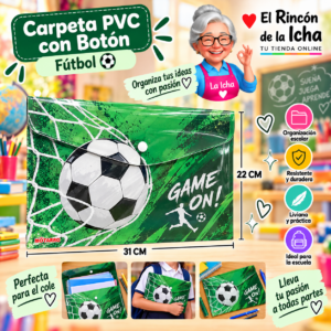 Carpeta PVC con Botón Fútbol 31 x 22 cm Motarro