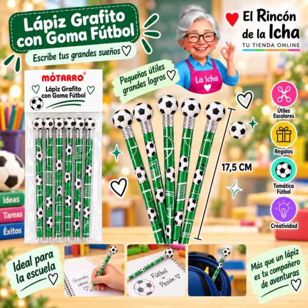 Lápiz Grafito con Goma Fútbol 17,5 cm Motarro