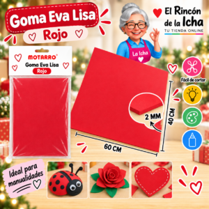 RI-0005607 Goma Eva Lisa Roja 40 x 60 cm 2 mm Motarro
