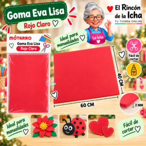 RI-0005608 Goma Eva Lisa Rojo Claro 40 x 60 cm 2 mm Motarro