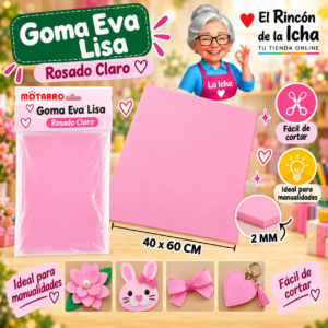RI-0005610 Goma Eva Lisa Rosado Claro 40 x 60 cm 2 mm Motarro