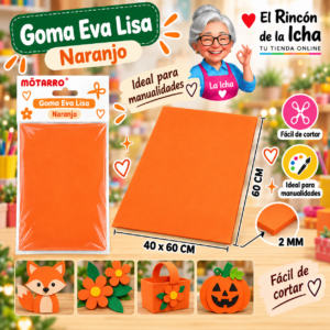 RI-0005611 Goma Eva Lisa Naranjo 40 x 60 cm 2 mm Motarro