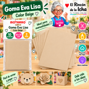 RI-0005613 Goma Eva Lisa Beige 20 x 30 cm 2 mm 10 Unidades Motarro