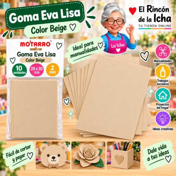 RI-0005613 Goma Eva Lisa Beige 20 x 30 cm 2 mm 10 Unidades Motarro