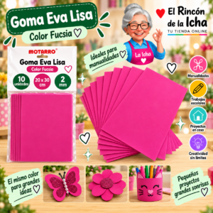 RI-0005614 Goma Eva Lisa Fucsia 20 x 30 cm 2 mm 10 Unidades Motarro