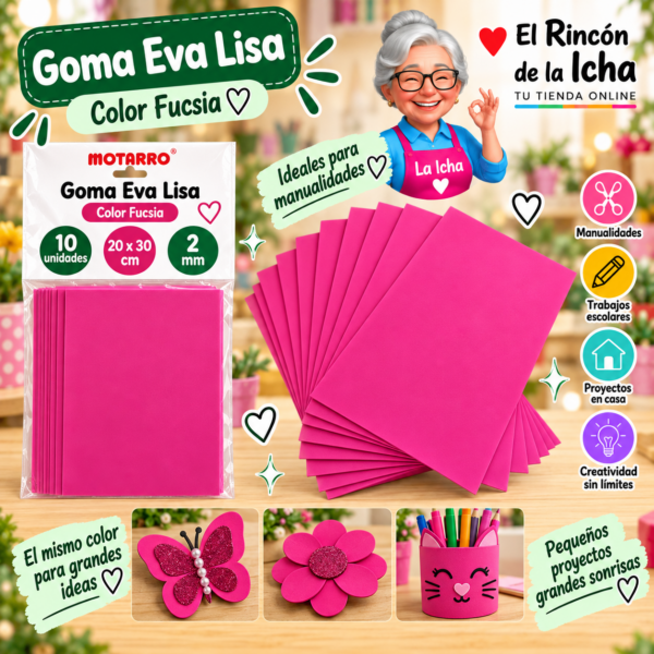 Goma Eva Lisa Fucsia 20 x 30 cm 2 mm 10 Unidades Motarro
