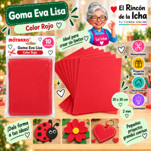 RI-0005615 Goma Eva Lisa Roja 20 x 30 cm 2 mm 10 Unidades Motarro