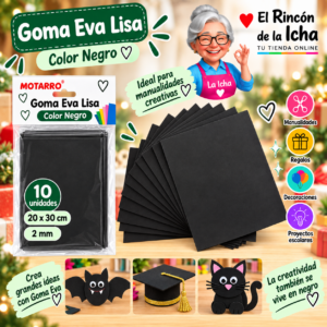 RI-0005616 Goma Eva Lisa Negra 20 x 30 cm 2 mm 10 Unidades Motarro
