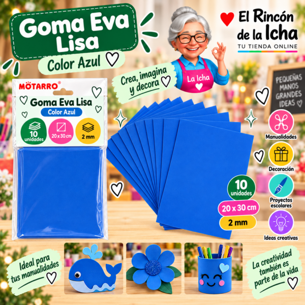 Goma Eva Lisa Azul 20 x 30 cm 2 mm 10 Unidades Motarro