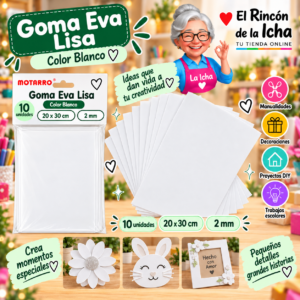 RI-0005620 Goma Eva Lisa Blanca 20 x 30 cm 2 mm 10 Unidades Motarro