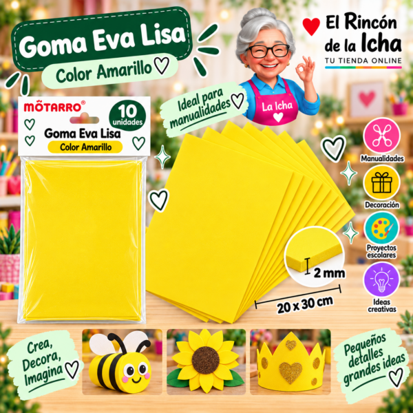 Goma Eva Lisa Amarilla 20 x 30 cm 2 mm 10 Unidades Motarro