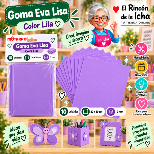 RI-0005622 Goma Eva Lisa Lila 20 x 30 cm 2 mm 10 Unidades Motarro