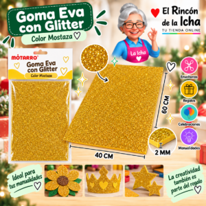 RI-0005629 Goma Eva con Glitter Mostaza 40 x 60 cm 2 mm Motarro