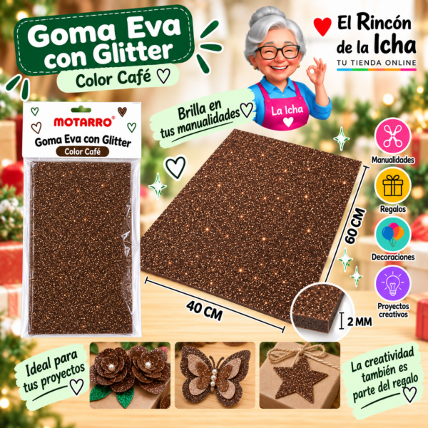 Goma Eva con Glitter Café 40 x 60 cm 2 mm Motarro