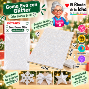 RI-0005635 Goma Eva con Glitter Blanco Brillo 40 x 60 cm 2 mm Motarro