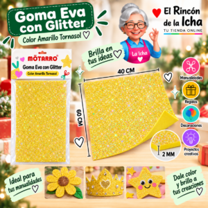 RI-0005639 Goma Eva con Glitter Amarillo Tornasol 40 x 60 cm 2 mm Motarro