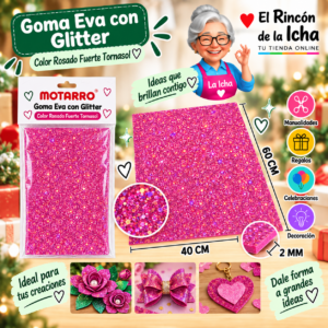 RI-0005640 Goma Eva con Glitter Rosado Fuerte Tornasol 40 x 60 cm 2 mm Motarro