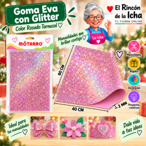 RI-0005645 Goma Eva con Glitter Rosado Tornasol 40 x 60 cm 2 mm Motarro