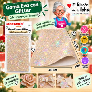 RI-0005650 Goma Eva con Glitter Champagne Tornasol 40 x 60 cm 2 mm Motarro