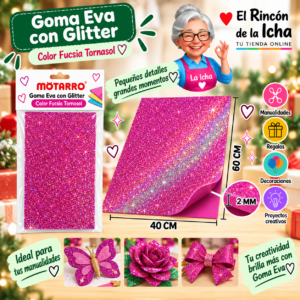 RI-0005654 Goma Eva con Glitter Fucsia Tornasol 40 x 60 cm 2 mm Motarro