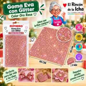 RI-0005657 Goma Eva con Glitter Oro Rosa 40 x 60 cm 2 mm Motarro