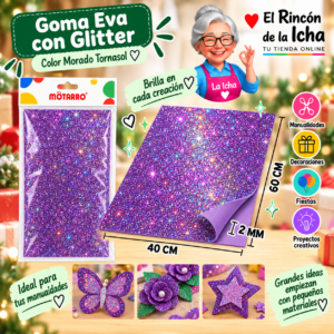 RI-0005660 Goma Eva con Glitter Morado Tornasol 40 x 60 cm 2 mm Motarro