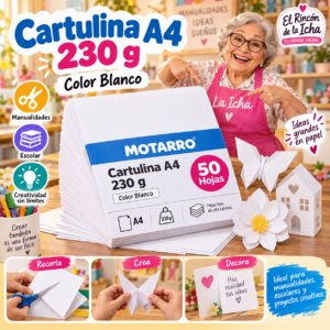 RI-0005689 Cartulina A4 230 g Blanca - 50 Hojas Motarro