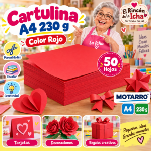 RI-0005690 Cartulina A4 230 g Roja - 50 Hojas Motarro