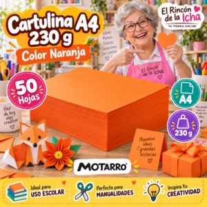 RI-0005692 Cartulina A4 230 g Naranja - 50 Hojas Motarro