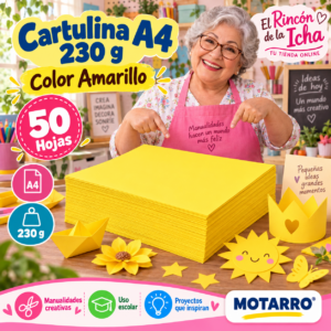 RI-0005694 Cartulina A4 230 g Amarilla - 50 Hojas Motarro