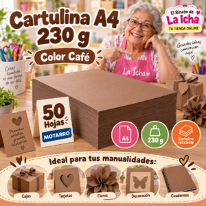 RI-0005697 Cartulina A4 230 g Café - 50 Hojas Motarro