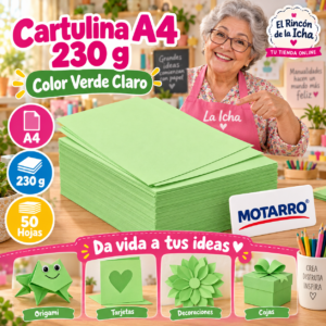 RI-0005698 Cartulina A4 230 g Verde Claro - 50 Hojas Motarro