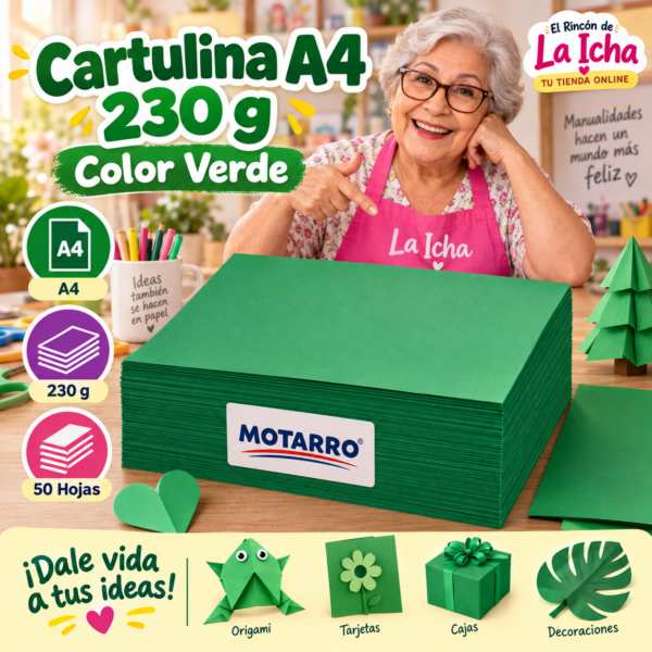 RI-0005699 Cartulina A4 230 g Verde - 50 Hojas Motarro