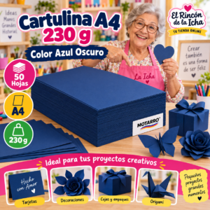 RI-0005701 Cartulina A4 230 g Azul Oscuro - 50 Hojas Motarro