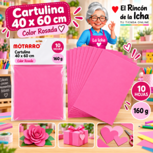 RI-0005703 Cartulina 40 x 60 cm 160 g Rosada - 10 Hojas Motarro