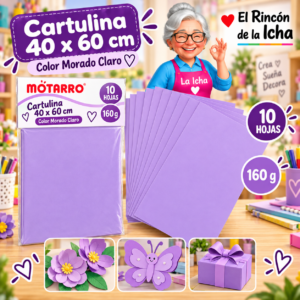 RI-0005707 Cartulina 40 x 60 cm 160 g Morado Claro - 10 Hojas Motarro